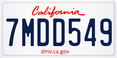 CA license plate 7MDD549