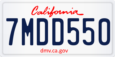 CA license plate 7MDD550