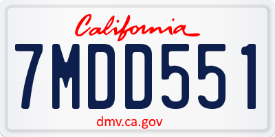 CA license plate 7MDD551