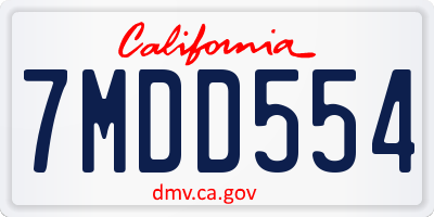 CA license plate 7MDD554