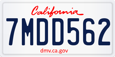 CA license plate 7MDD562