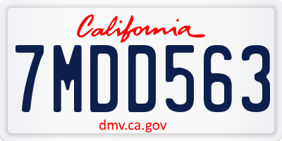 CA license plate 7MDD563