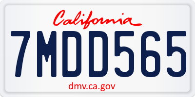 CA license plate 7MDD565