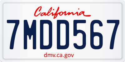 CA license plate 7MDD567