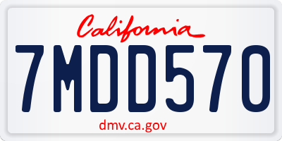 CA license plate 7MDD570