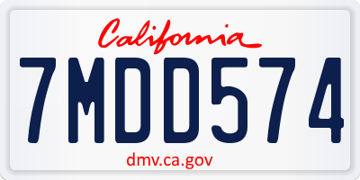 CA license plate 7MDD574