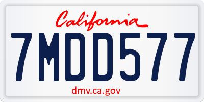 CA license plate 7MDD577