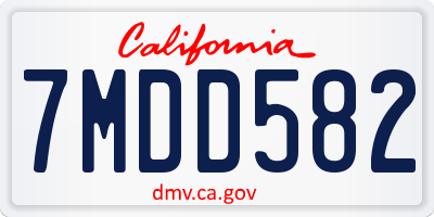 CA license plate 7MDD582