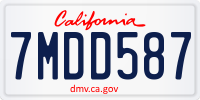 CA license plate 7MDD587