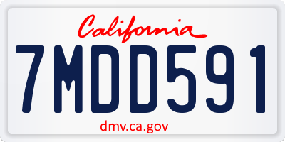 CA license plate 7MDD591