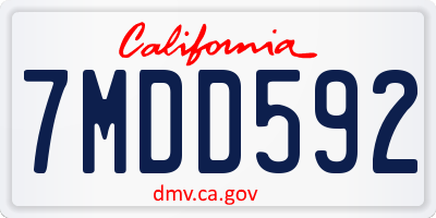CA license plate 7MDD592