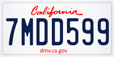 CA license plate 7MDD599