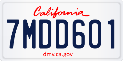 CA license plate 7MDD601