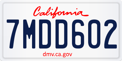CA license plate 7MDD602
