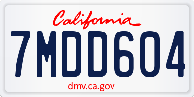 CA license plate 7MDD604