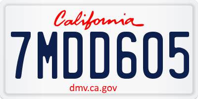 CA license plate 7MDD605