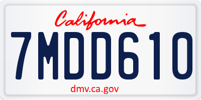 CA license plate 7MDD610