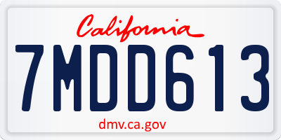 CA license plate 7MDD613