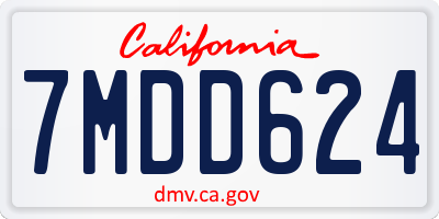 CA license plate 7MDD624
