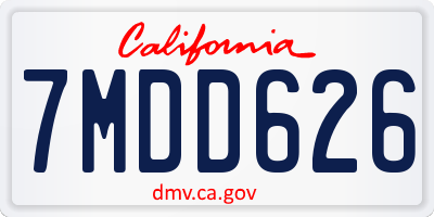 CA license plate 7MDD626
