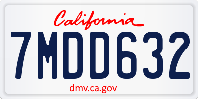 CA license plate 7MDD632