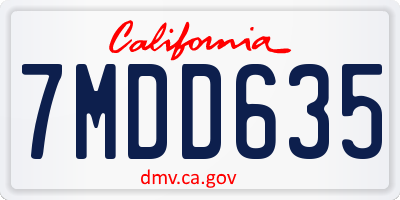 CA license plate 7MDD635