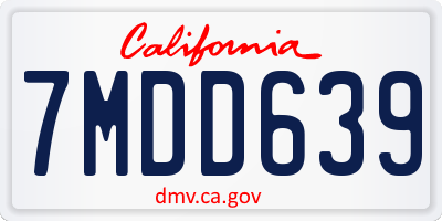 CA license plate 7MDD639