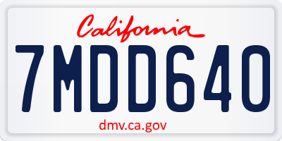 CA license plate 7MDD640