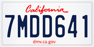 CA license plate 7MDD641