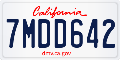 CA license plate 7MDD642