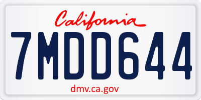 CA license plate 7MDD644