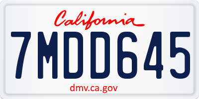 CA license plate 7MDD645