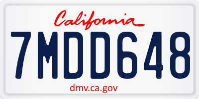 CA license plate 7MDD648