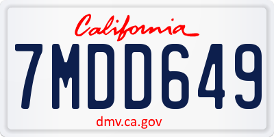 CA license plate 7MDD649