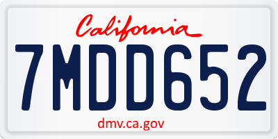 CA license plate 7MDD652