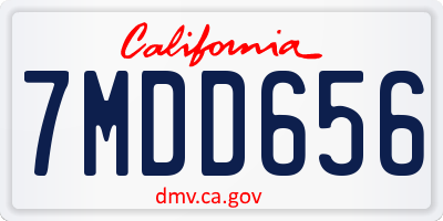 CA license plate 7MDD656