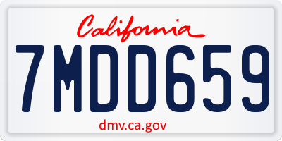 CA license plate 7MDD659
