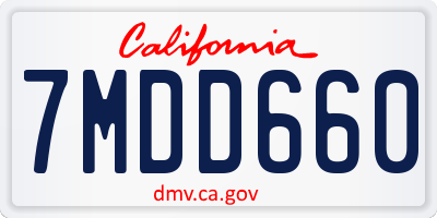 CA license plate 7MDD660