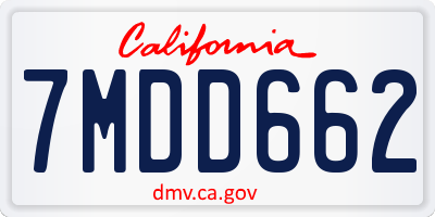 CA license plate 7MDD662
