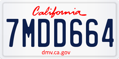 CA license plate 7MDD664