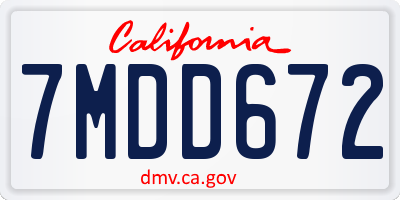 CA license plate 7MDD672