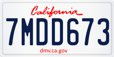 CA license plate 7MDD673