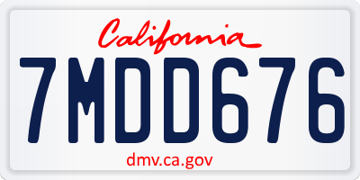 CA license plate 7MDD676