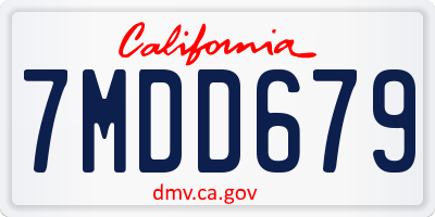 CA license plate 7MDD679