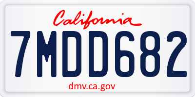 CA license plate 7MDD682