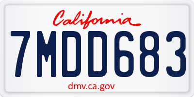 CA license plate 7MDD683