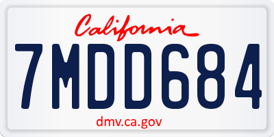 CA license plate 7MDD684