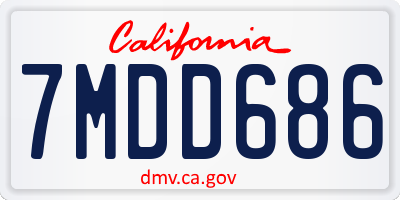 CA license plate 7MDD686