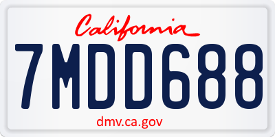 CA license plate 7MDD688