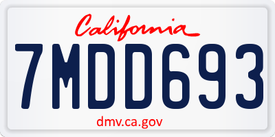 CA license plate 7MDD693